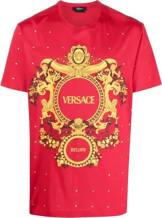 Baroque Crystal Grid-print T-shirt