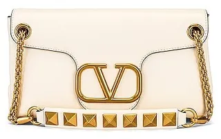 Valentino Garavani Stud Sign Shoulder Bag in Ivory