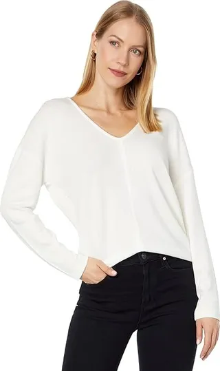 Vince Long Sleeve V-Neck Pullover (Off-White) Women's Clothing