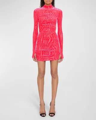 Barret Velvet Printed Mini Dress