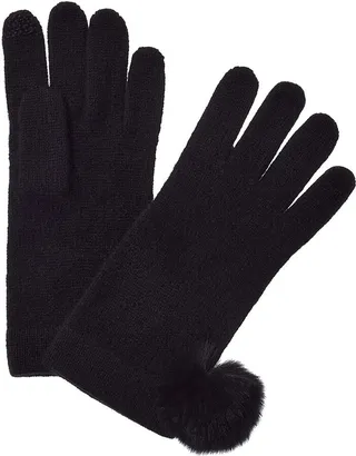 Hannah Rose Pom Pom Cashmere Gloves