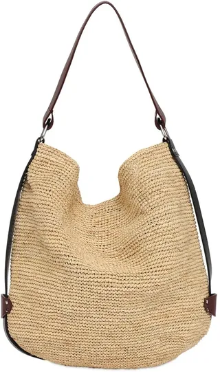 Bayia straw & leather tote bag