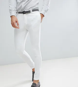 Noak Skinny Fit Wedding Suit Pants In Cream