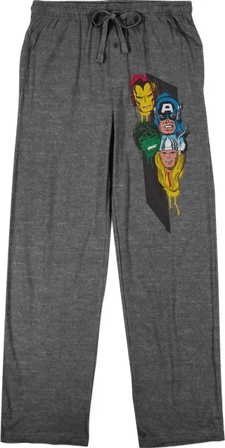 Marvel Comics Presents Avengers Faces Men's Graphite Heather Sleep Pajama Pants