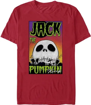 Fifth Sun Men's Nightmare Before Christmas Jack Big Skull Short Sleeves T-shirt