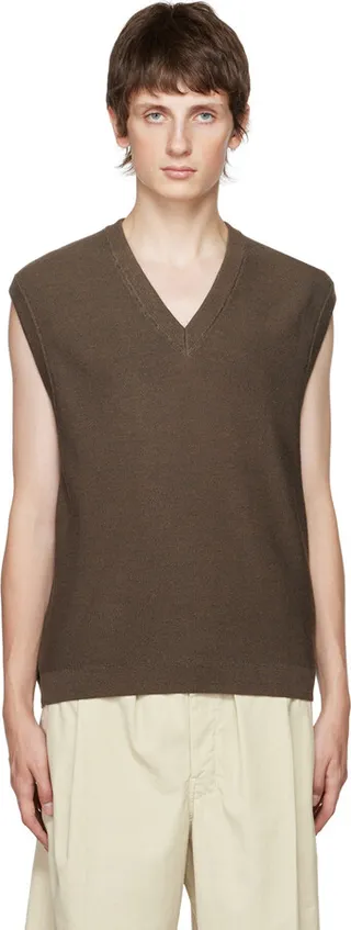 LEMAIRE Brown V-Neck Vest