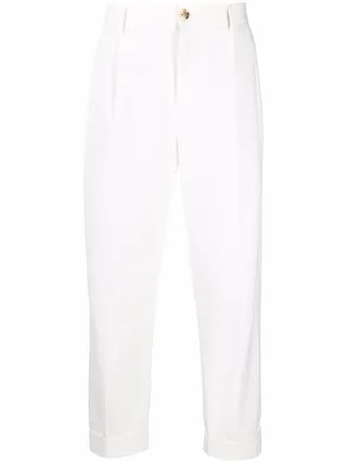 Dart-Detail Straight-Leg Trousers