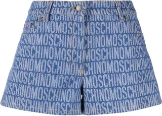 Monogram-Print Denim Shorts