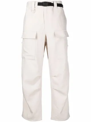 Wide-Leg Cropped Cargo Pants
