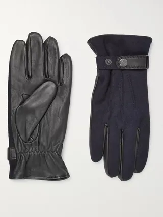 Flannel and Leather Gloves