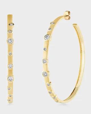 Diamond Bezel Anniversary Large Hoop Earrings