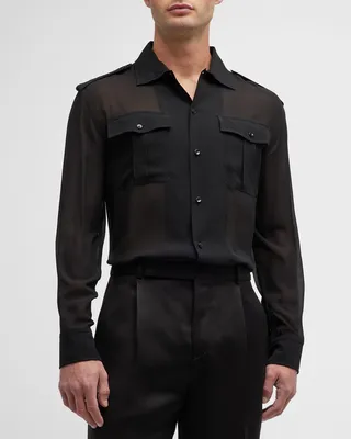 Men's Silk Georgette 2-Pocket Sport Shirt