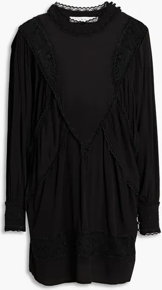 Charsti guipure lace-paneled crepe mini dress