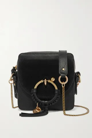 See By Chloé - Square Textured-leather And Suede Shoulder Bag - Black