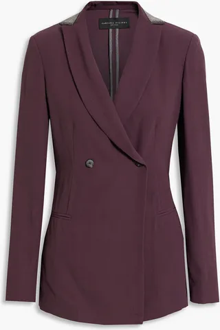 Double-breasted merino wool-blend blazer