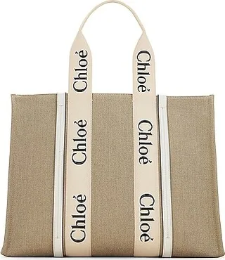 Chloe Large Woody Tote Bag in Beige