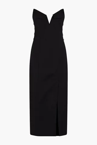 Strapless cotton-blend midi dress