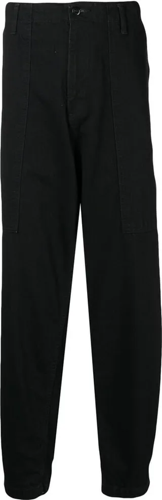 Mid-Rise Wide-Leg Cotton Trousers