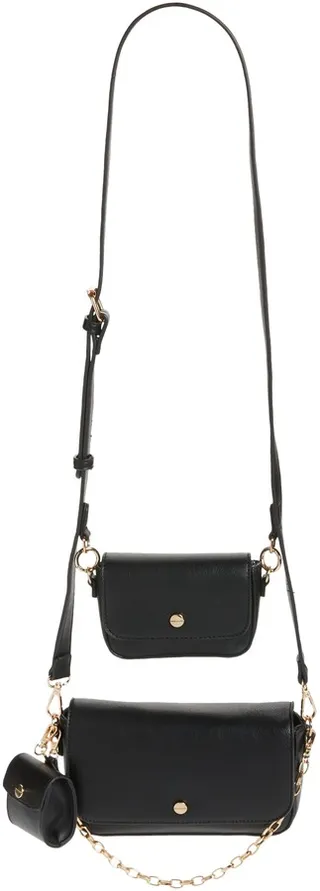 Three-Piece Vegan Leather Convertible Crossbody Bag