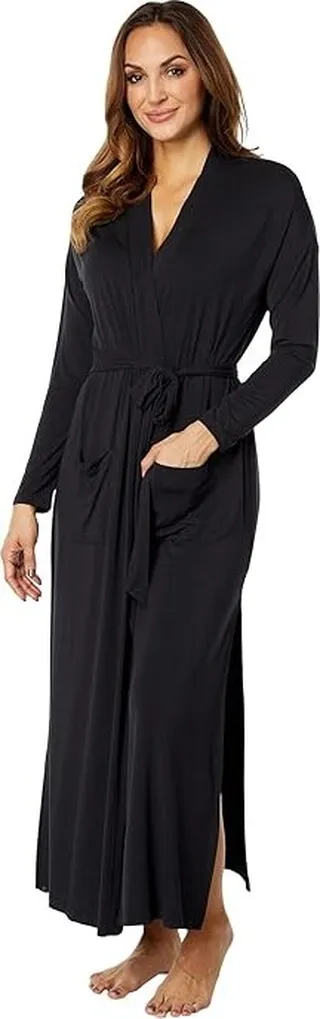Barefoot Dreams Luxe Milk Jersey(r) Duster Robe (Black) Women's Robe