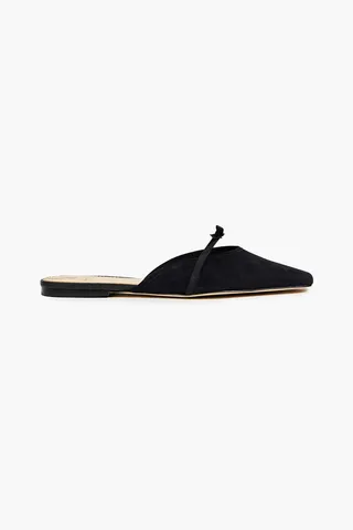 Carol bow-embellished suede slippers