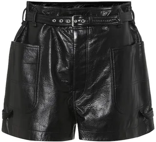 Xike high-rise leather shorts