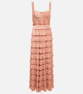 Camille plisse satin maxi dress