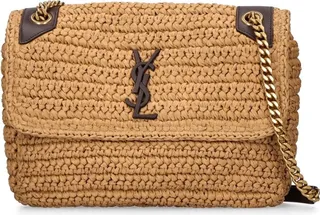 Medium Niki raffia shoulder bag