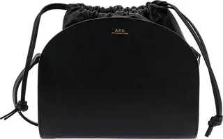 Leather shoulder bag with iconic logo on the front
