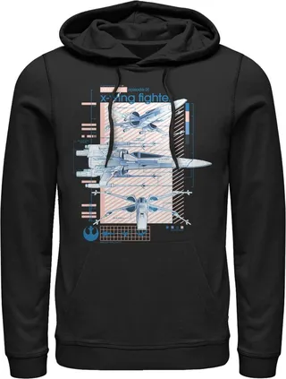 Men's Star Wars: The Rise of Skywalker X-Wing Details Pull Over Hoodie - Black - Large