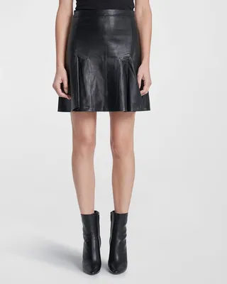 Seamed Leather Mini Skirt