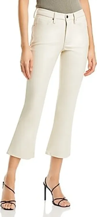 Good American Better Than Leather Mid Rise Cropped Mini Bootcut Jeans in Bn01