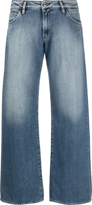 Wide-Leg Stonewashed Jeans