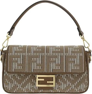 Fendi Baguette FF Embroidered Shoulder Bag