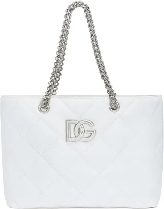 Logo-Plaque Quilted Shopper Tote