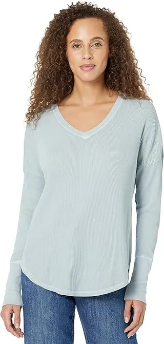 Mod-o-doc Slub Jersey Long Sleeve V-Neck Tunic (Blue Mist) Women's Clothing