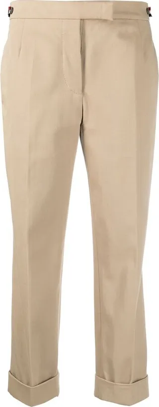 Neutral Low-Rise Cropped Trousers