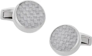 Men's Round Carbon Fiber Cufflinks