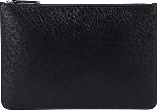 Leather clutch with iconic stitching