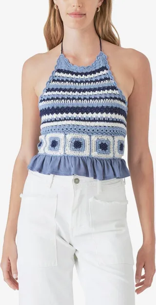 Lucky Brand Crocheted Halter Top