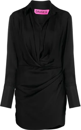 Silk Open-Neck Shirt Dress