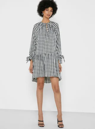 Tie Neck Smock Dress