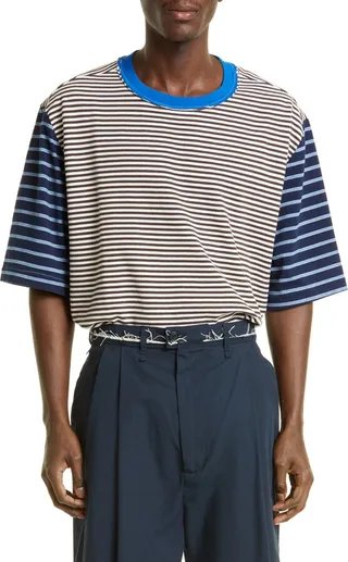 Big Stripe Oversize Stretch Cotton T-Shirt