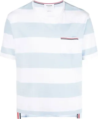 THOM BROWNE- Striped Cotton T-shirt