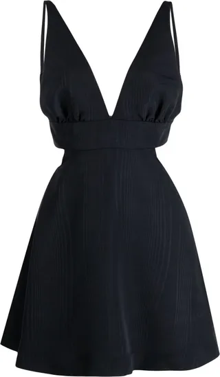oversize-bow plunging V-neck dress