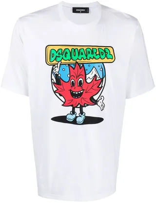 cartoon-print T-shirt