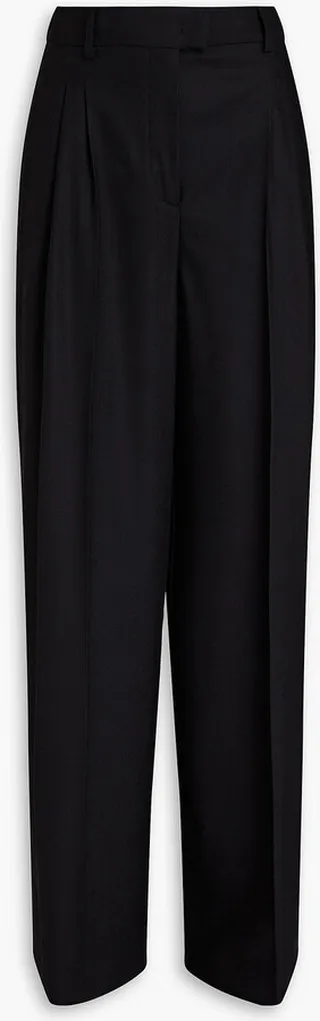 Wool-blend twill wide-leg pants