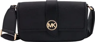 Leather shoulder bag with frontal monogram