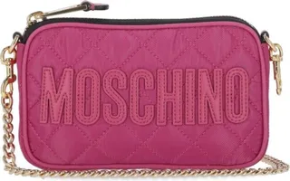 Moschino Quilted Logo Patch Zipped Crossbody Bag