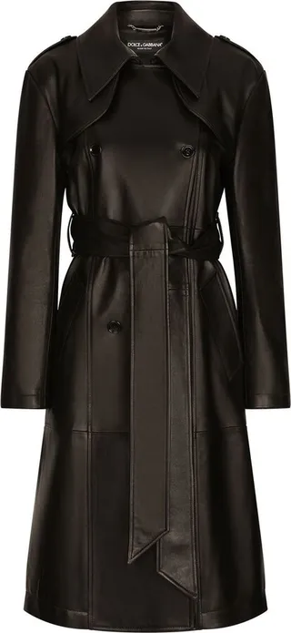 Belted Leather Trench Coat